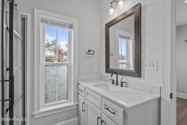 520 Cannonsgate Dr, Newport, NC 28570 - bathroom featuring vanity and wood finished floors