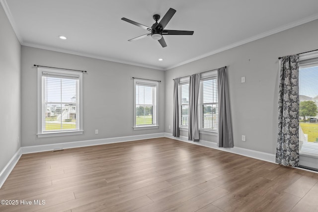 520 Cannonsgate Dr, Newport, NC 28570 - unfurnished room with crown molding, ceiling fan, wood finished floors, and recessed lighting