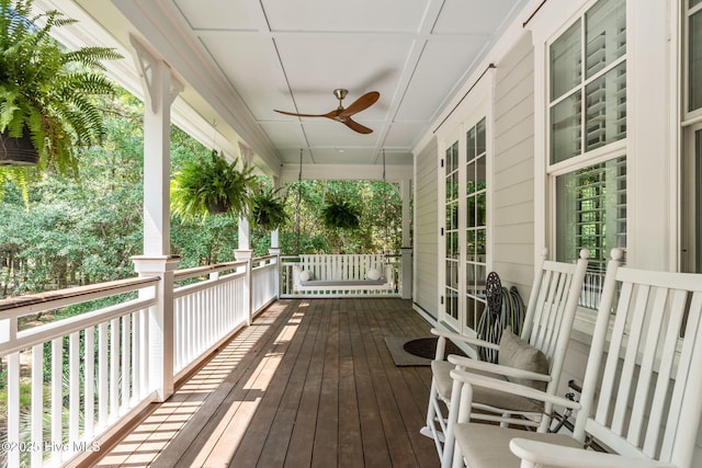 733 Legare Ln SW, Supply, NC 28462 - wooden porch with ceiling fan