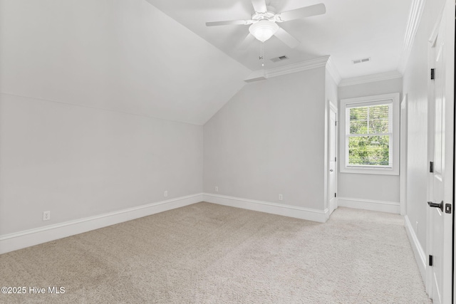 733 Legare Ln SW, Supply, NC 28462 - bonus room with carpet, a ceiling fan, baseboards, and lofted ceiling