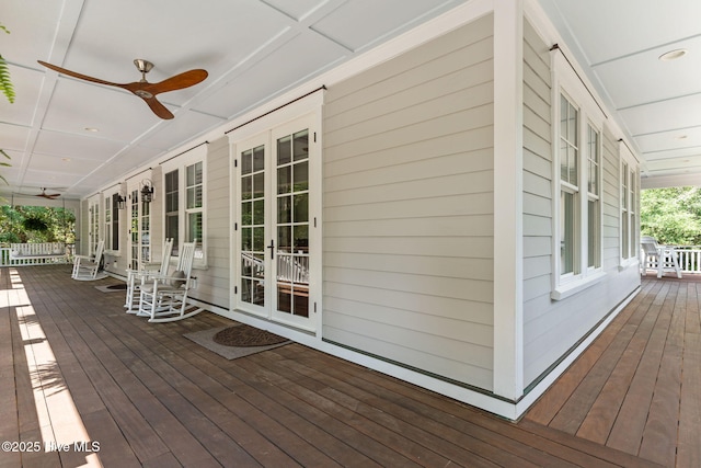 733 Legare Ln SW, Supply, NC 28462 - porch featuring a ceiling fan and french doors