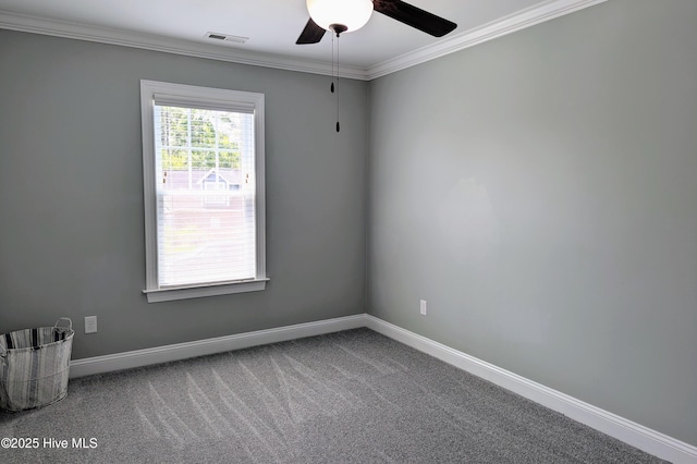 502 Vanderhorst Ave, Shallotte, NC 28470 - unfurnished room featuring a ceiling fan, baseboards, ornamental molding, and carpet flooring