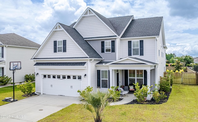 522 Heartwood Dr, Leland, NC 28479 - view of front facade featuring a garage, driveway, a shingled roof, and board and batten siding