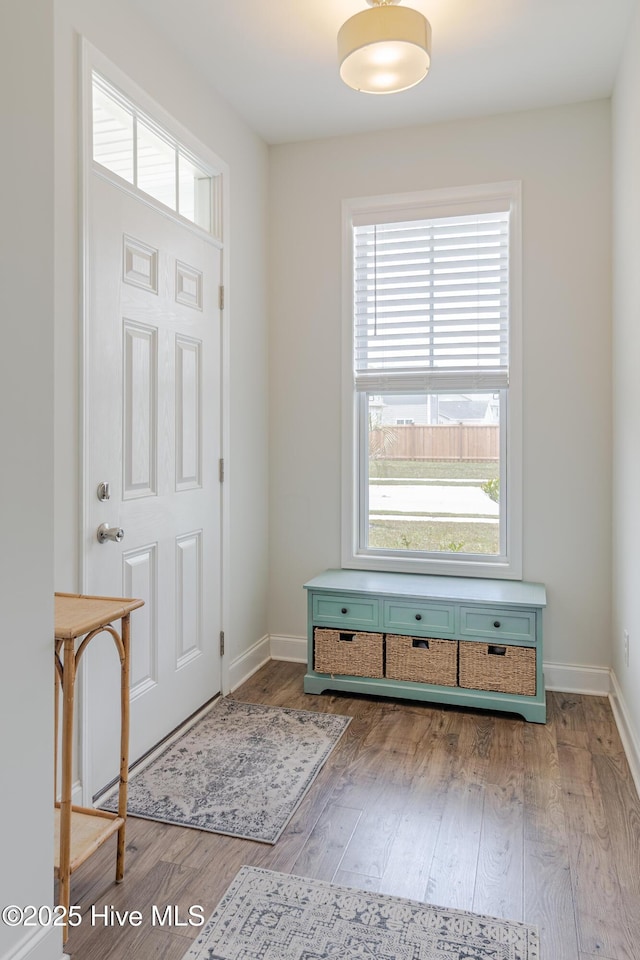 522 Heartwood Dr, Leland, NC 28479 - foyer featuring plenty of natural light, wood finished floors, and baseboards