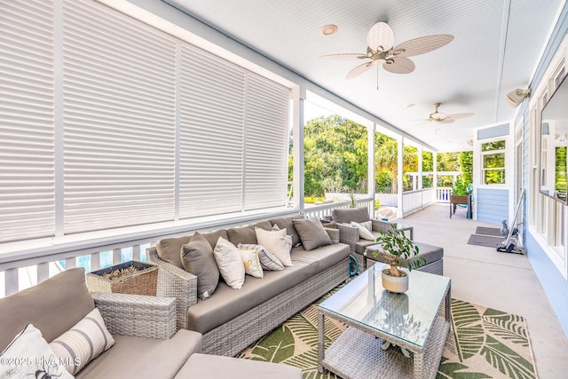 414 Yaupon Dr, Southport, NC 28461 - sunroom with an outdoor hangout area, ceiling fan, and plenty of natural light