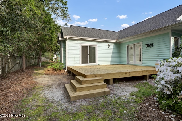 5622 Shell Road Village Dr, Wilmington, NC 28403 - rear view of house featuring roof with shingles and a deck