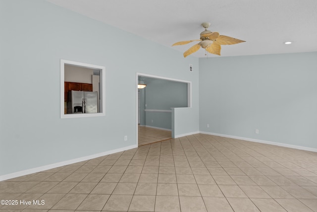 1001 Windgate Dr, Wilmington, NC 28412 - spare room featuring a ceiling fan, light tile patterned floors, baseboards, and recessed lighting