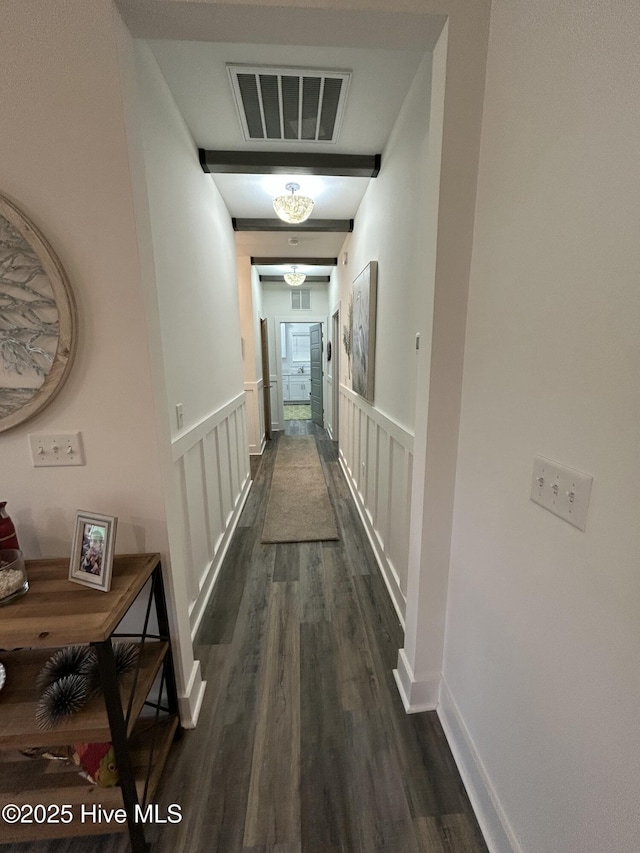 429 Island Creek Rd, Rocky Point, NC 28457 - hallway with dark wood-style flooring and wainscoting