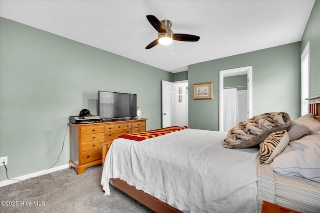 222 Bridgeton Ct, Wilmington, NC 28411 - bedroom featuring light colored carpet, baseboards, and a ceiling fan
