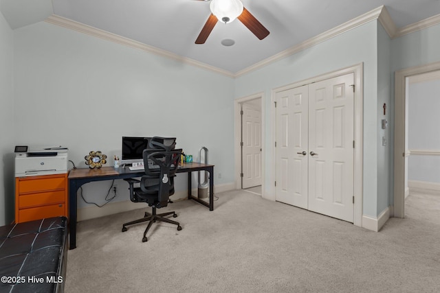 30 Spring Valley Ct, Pinehurst, NC 28374 - carpeted office featuring ceiling fan and ornamental molding