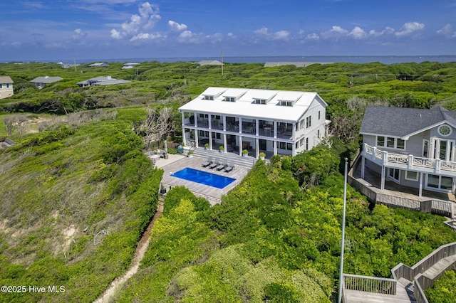 585 Forest Dunes Dr, Pine Knoll Shores, NC 28512 - bird's eye view of a pool