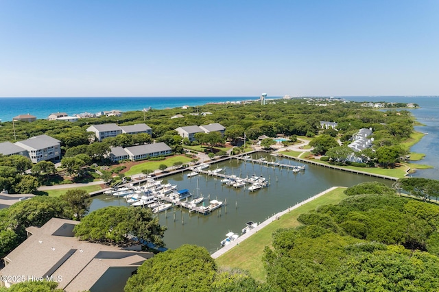 585 Forest Dunes Dr, Pine Knoll Shores, NC 28512 - aerial view of a nearby body of water and a marina