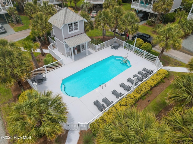 102 Seaside Ln, North Topsail Beach, NC 28460 - view of pool featuring a fenced backyard, a patio, a gate, and stairs