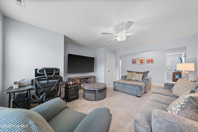 74 W Weatherbee Way, Hampstead, NC 28443 - carpeted living room featuring ceiling fan and baseboards