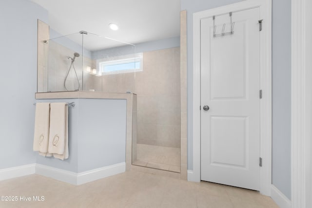 74 W Weatherbee Way, Hampstead, NC 28443 - full bathroom featuring walk in shower, baseboards, and tile patterned flooring