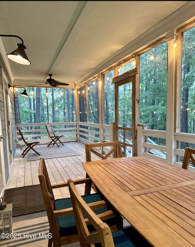1044 Mill Creek Rd, Minnesott Beach, NC 28510 - sunroom / solarium with a ceiling fan and healthy amount of natural light