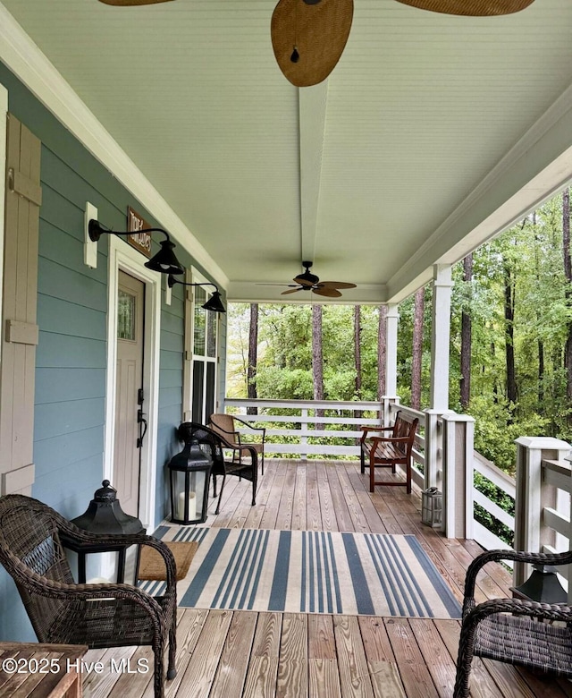 1044 Mill Creek Rd, Minnesott Beach, NC 28510 - wooden porch featuring ceiling fan