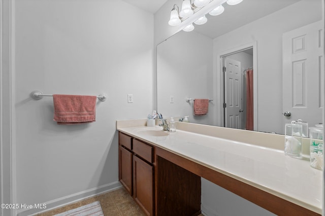 399 Highgrove Dr, Spring Lake, NC 28390 - bathroom with vanity, baseboards, and tile patterned floors