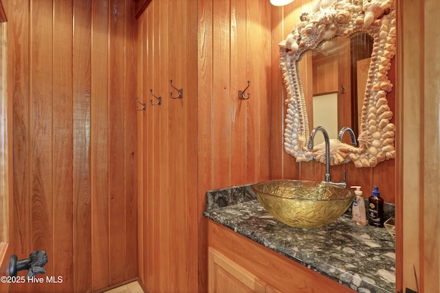3530 Van Buren St SW, Supply, NC 28462 - bathroom featuring vanity and wood walls