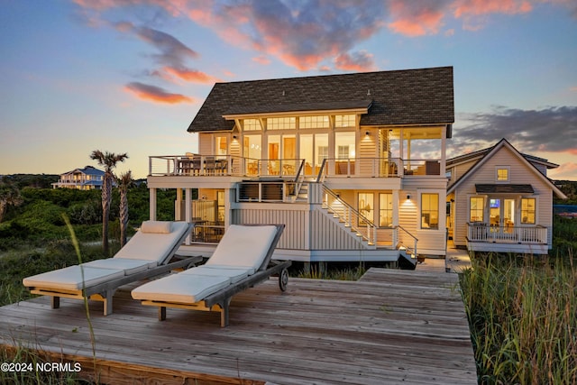 224 W Bald Head Wynd Wynd, Bald Head Island, NC 28461 - deck featuring stairway