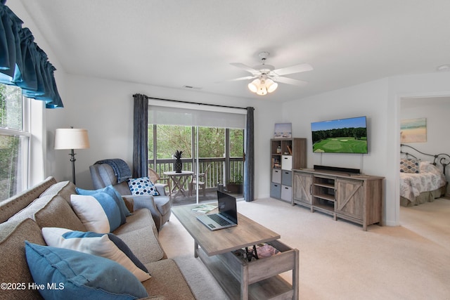 3030 Marsh Winds Cir Unit 605, Southport, NC 28461 - living room featuring light carpet and a ceiling fan