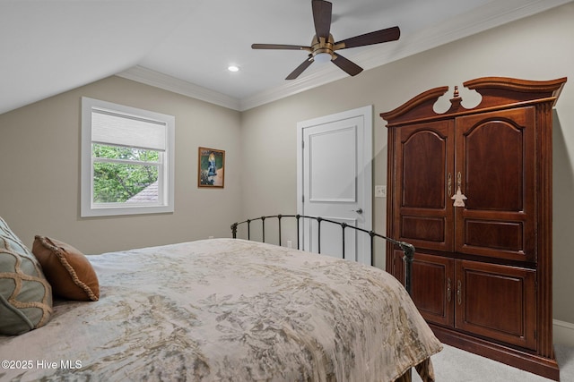4 Lake Shore Ct, Pinehurst, NC 28374 - carpeted bedroom featuring recessed lighting, crown molding, and a ceiling fan