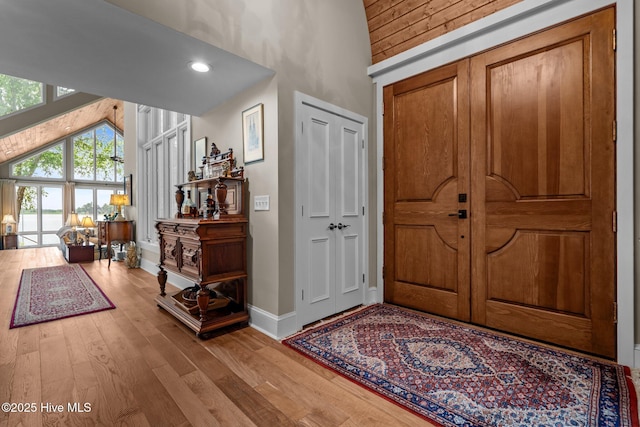 4 Lake Shore Ct, Pinehurst, NC 28374 - entrance foyer featuring a high ceiling, wood finished floors, and recessed lighting