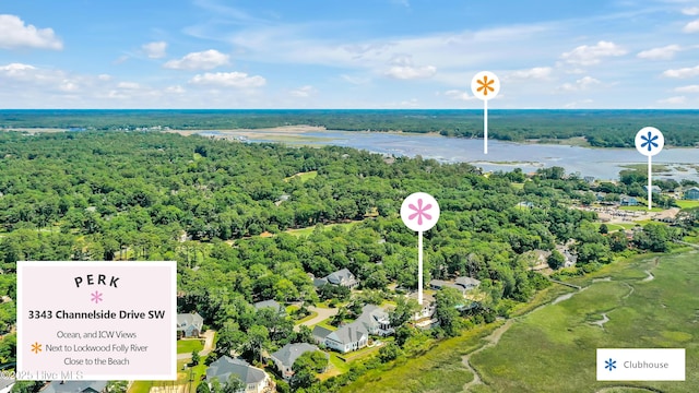 3343 Channelside Dr SW, Supply, NC 28462 - drone / aerial view of a nearby body of water and a heavily wooded area