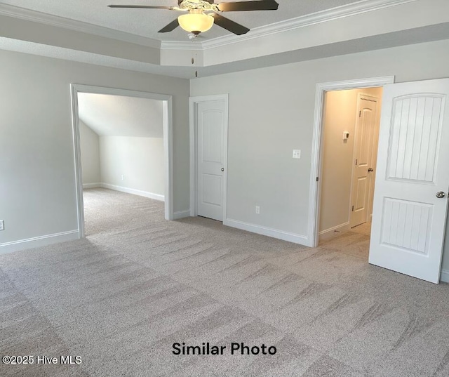 1822 Olde Towne Pointe Blvd, Jacksonville, NC 28546 - unfurnished bedroom with crown molding, carpet, baseboards, and a ceiling fan