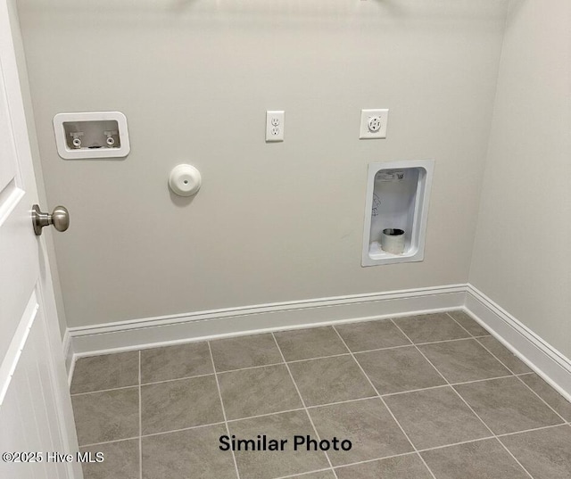 1822 Olde Towne Pointe Blvd, Jacksonville, NC 28546 - laundry room featuring hookup for an electric dryer, tile patterned flooring, baseboards, and washer hookup