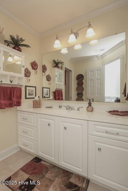1 Burton Pl, Jacksonville, NC 28540 - bathroom featuring ornamental molding and vanity