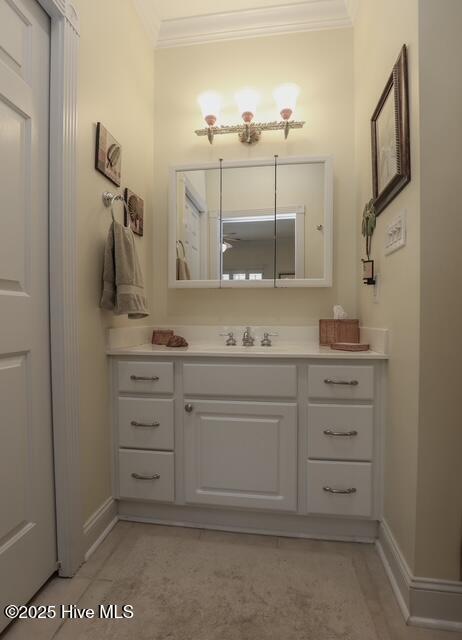 1 Burton Pl, Jacksonville, NC 28540 - bathroom featuring ornamental molding and vanity