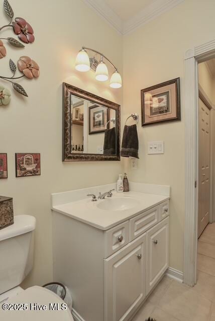 1 Burton Pl, Jacksonville, NC 28540 - bathroom with vanity, crown molding, and tile patterned flooring