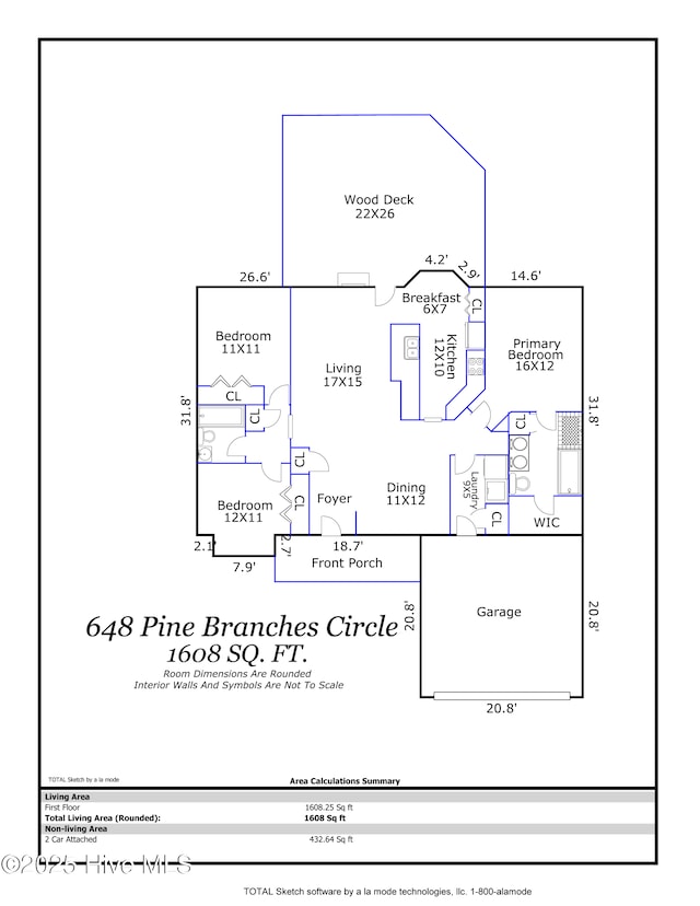 648 Pine Branches Cir SE, Leland, NC 28451 - view of room layout
