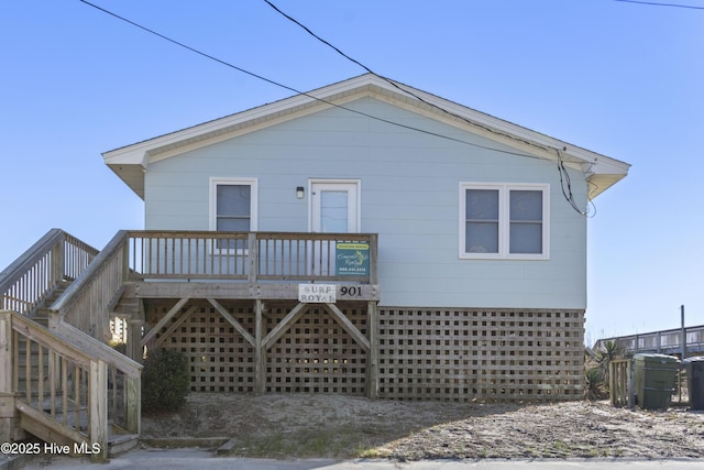901 Ocean Dr, Emerald Isle, NC 28594 - back of house featuring stairs and a deck