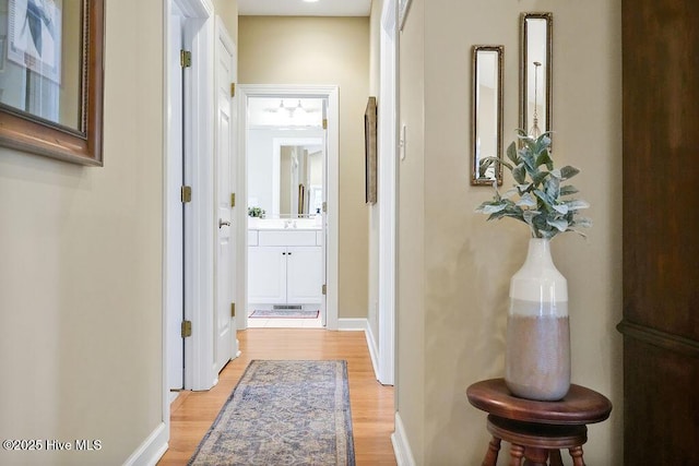 3853 Winding Vine Way, Southport, NC 28461 - hall featuring light wood-type flooring and baseboards