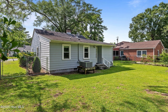 822 Chattawka Ln, New Bern, NC 28560 - back of house with a chimney and cooling unit