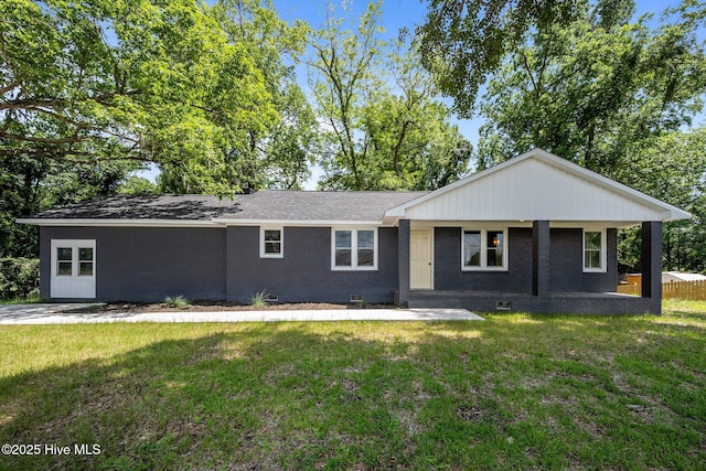 1496 Kellum Loop Rd, Jacksonville, NC 28546 - ranch-style house with brick siding, a front lawn, and crawl space