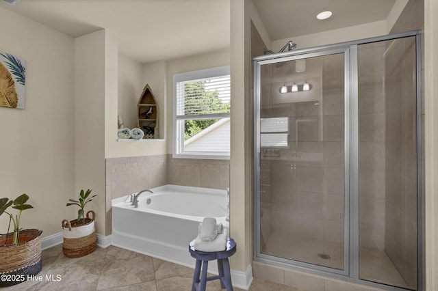 133 Overlook Dr, Wilmington, NC 28411 - full bathroom featuring a stall shower, a bath, and tile patterned flooring