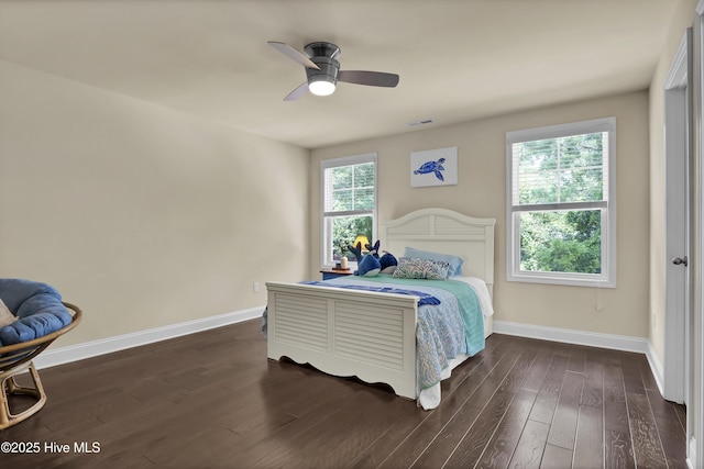 133 Overlook Dr, Wilmington, NC 28411 - bedroom with dark wood-type flooring and a ceiling fan