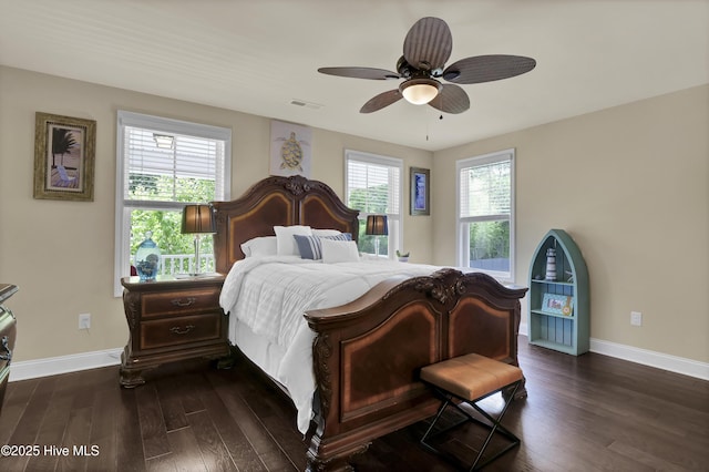 133 Overlook Dr, Wilmington, NC 28411 - bedroom featuring dark wood-style flooring and a ceiling fan