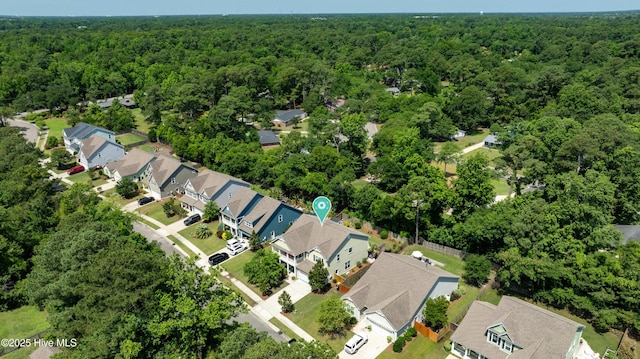133 Overlook Dr, Wilmington, NC 28411 - aerial overview of property's location featuring a heavily wooded area and nearby suburban area
