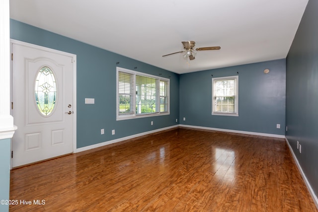 4173 Middle Rd, Trenton, NC 28585 - foyer entrance with a ceiling fan and wood finished floors