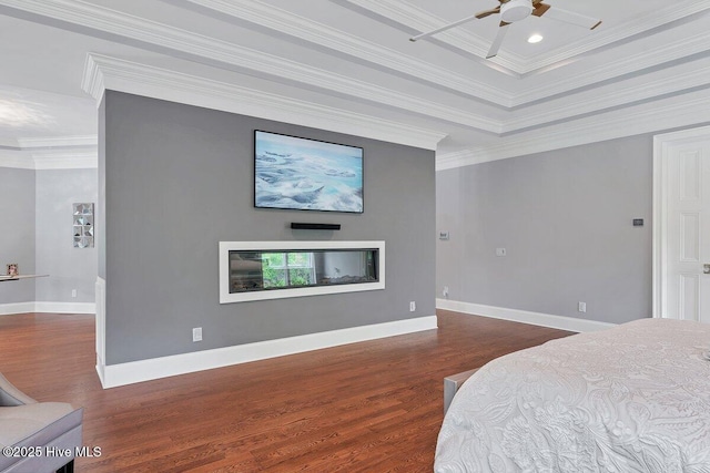2270 Midland Rd, Pinehurst, NC 28374 - bedroom with wood finished floors, ornamental molding, recessed lighting, and ceiling fan