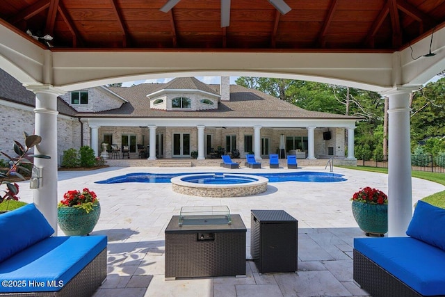 2270 Midland Rd, Pinehurst, NC 28374 - view of pool featuring a gazebo, an outdoor hangout area, ceiling fan, and a patio