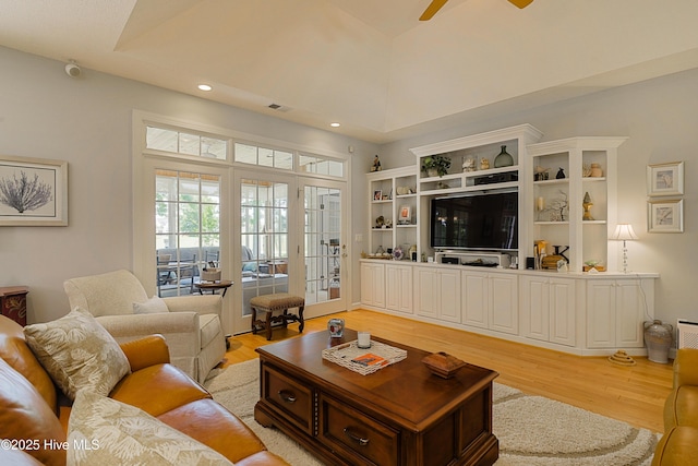 1209 Moultrie Dr NW, Calabash, NC 28467 - living area with ceiling fan, light wood-style flooring, and recessed lighting