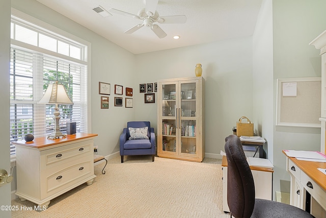 1209 Moultrie Dr NW, Calabash, NC 28467 - office with a ceiling fan, light colored carpet, and baseboards