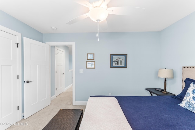 8116 Barstow Ln, Wilmington, NC 28411 - bedroom featuring light colored carpet and ceiling fan