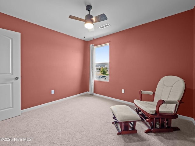 301 Stella Bridgeway Dr, Stella, NC 28582 - sitting room featuring ceiling fan and carpet