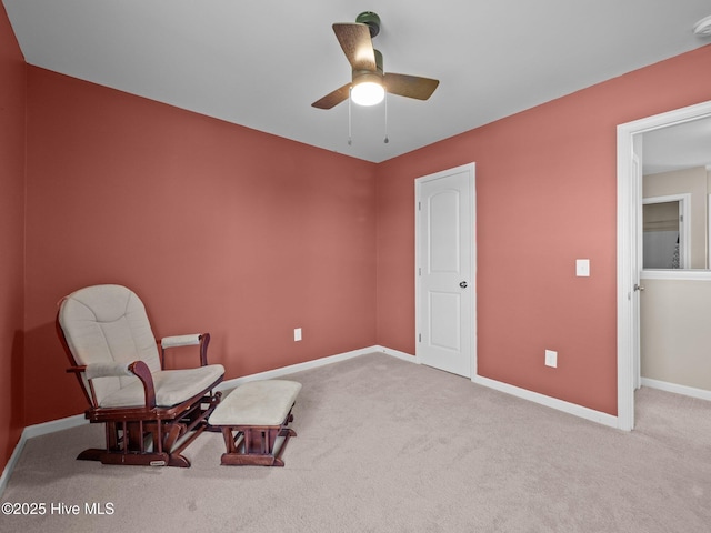 301 Stella Bridgeway Dr, Stella, NC 28582 - sitting room featuring ceiling fan and carpet flooring
